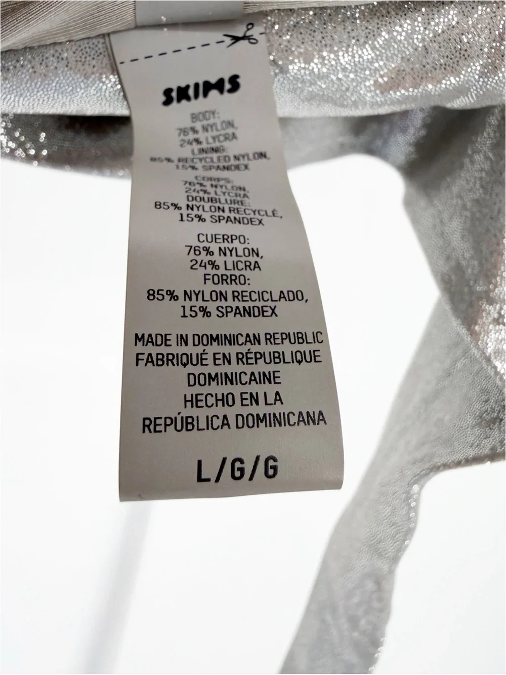 SKIMS Liquid Shine Bandeau Bikini Top Smoke Large Knot Front